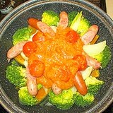 蒸し野菜にピリ辛柚子味噌鍋